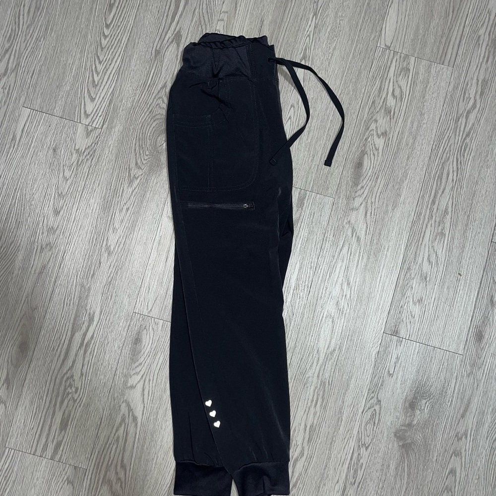 Gray Scrub Pants With Heart Accents